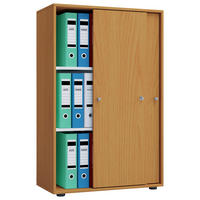 Büroschrank Lona XL mit Schiebetüren buche weiß B/H/T: ca. 70x110x37 cm Lona XL mit Schiebetüren - weiß/buche (70,00/110,00/37,00cm) - VCM Möbel