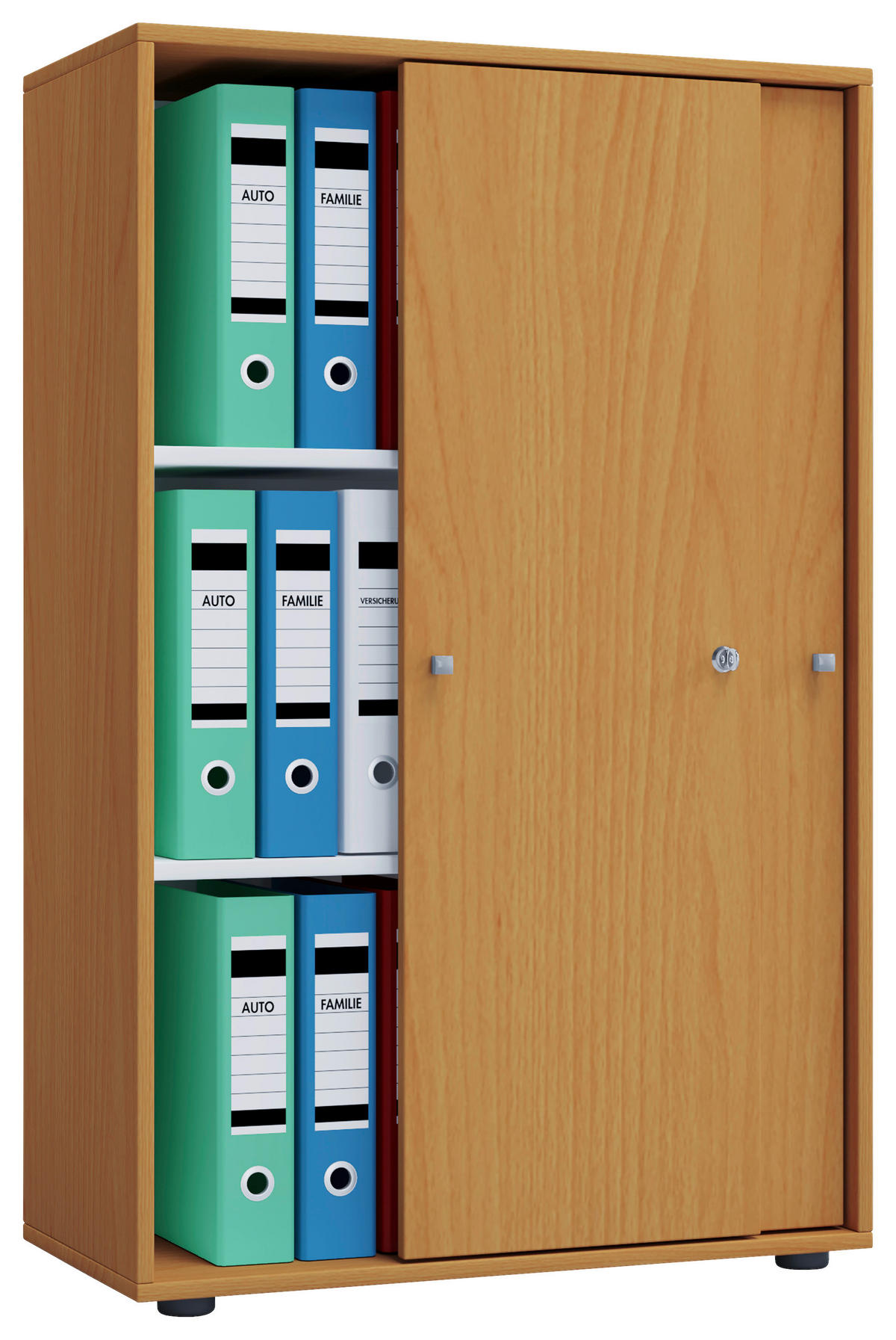 Büroschrank Lona XL mit Schiebetüren buche weiß B/H/T: ca. 70x110x37 cm Lona XL mit Schiebetüren - weiß/buche (70,00/110,00/37,00cm) - VCM Möbel