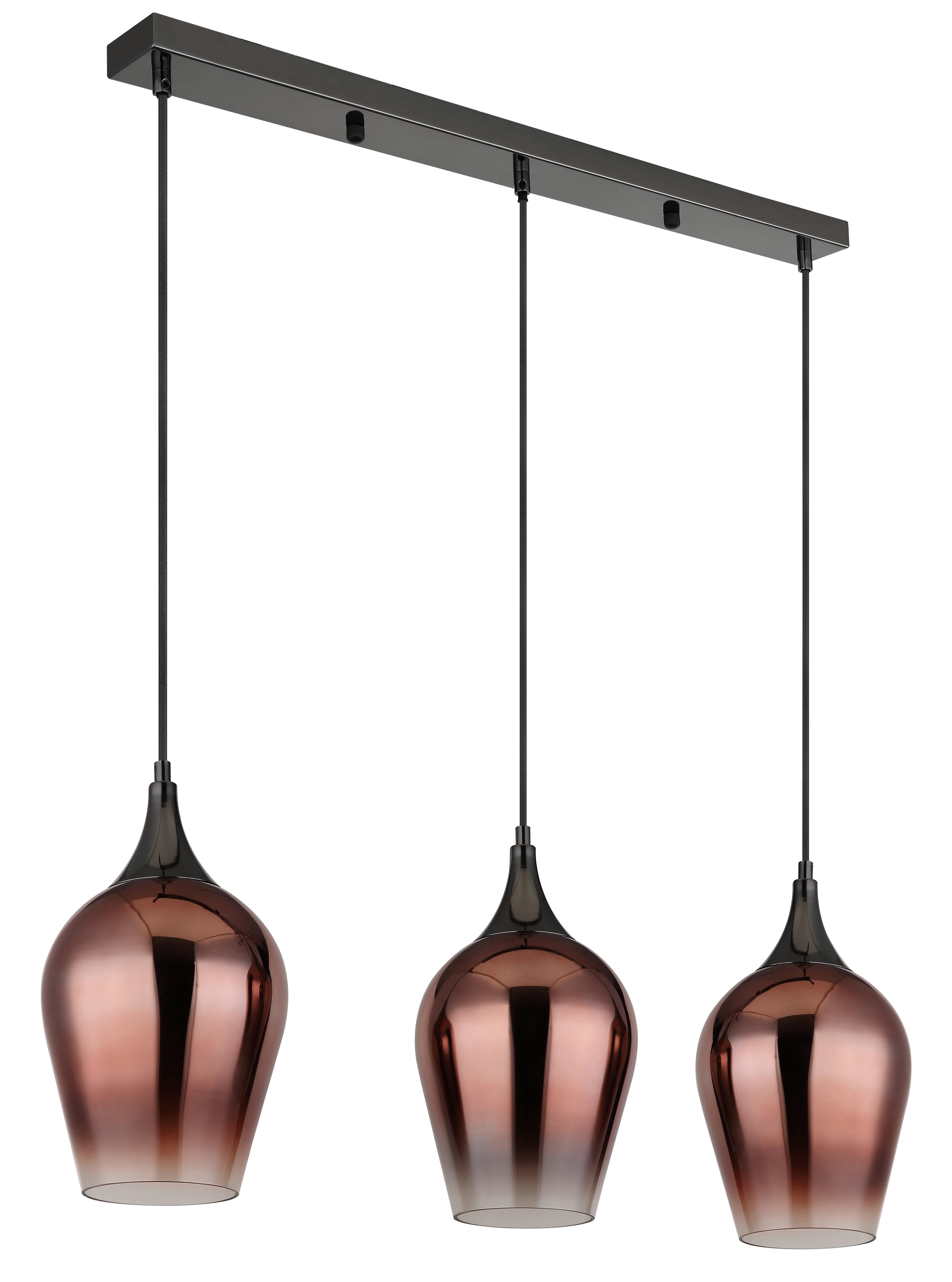 GLOBO Pendelleuchte rot Chrom schwarz Metall Glas B/H/T: ca. 18x120x83 cm E27 3 Brennstellen LAVUS - rot/schwarz (18,00/120,00/83,00cm) - GLOBO