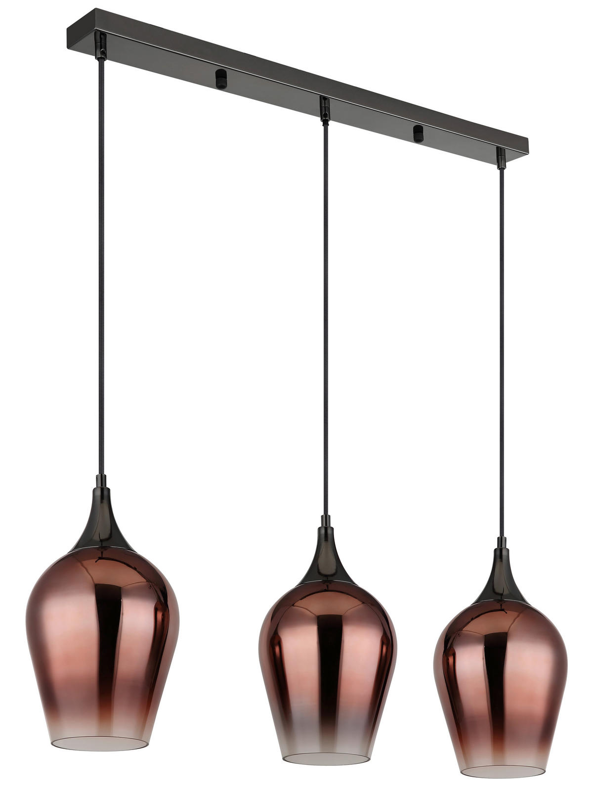 GLOBO Pendelleuchte rot Chrom schwarz Metall Glas B/H/T: ca. 18x120x83 cm E27 3 Brennstellen LAVUS - rot/schwarz (18,00/120,00/83,00cm) - GLOBO