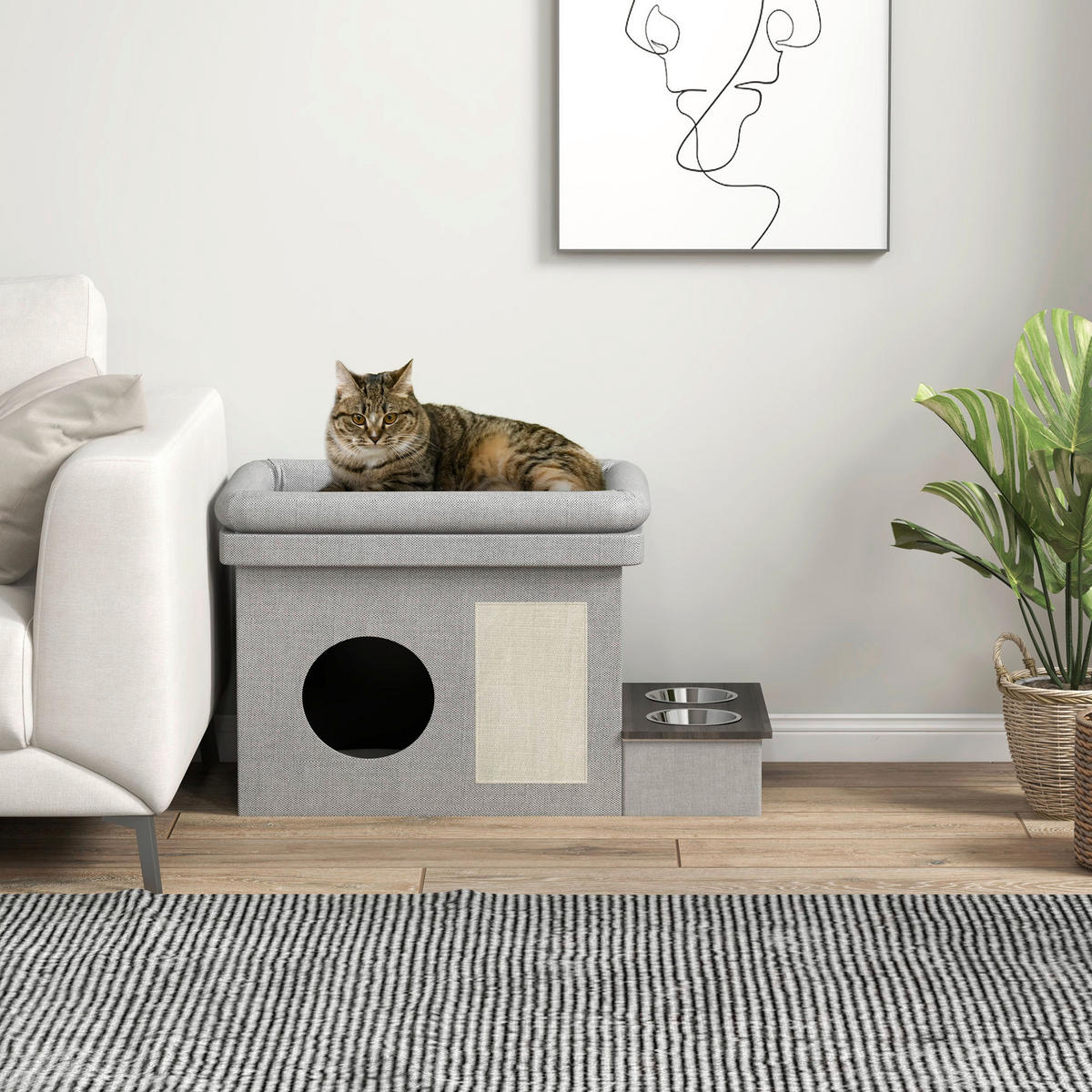 PawHut Katzen-Zubehör grau Spanplatte B/H/L: ca. 48x78x49,5 cm Katzenhöhle - grau (49,50/48,00/78,00cm) - PawHut