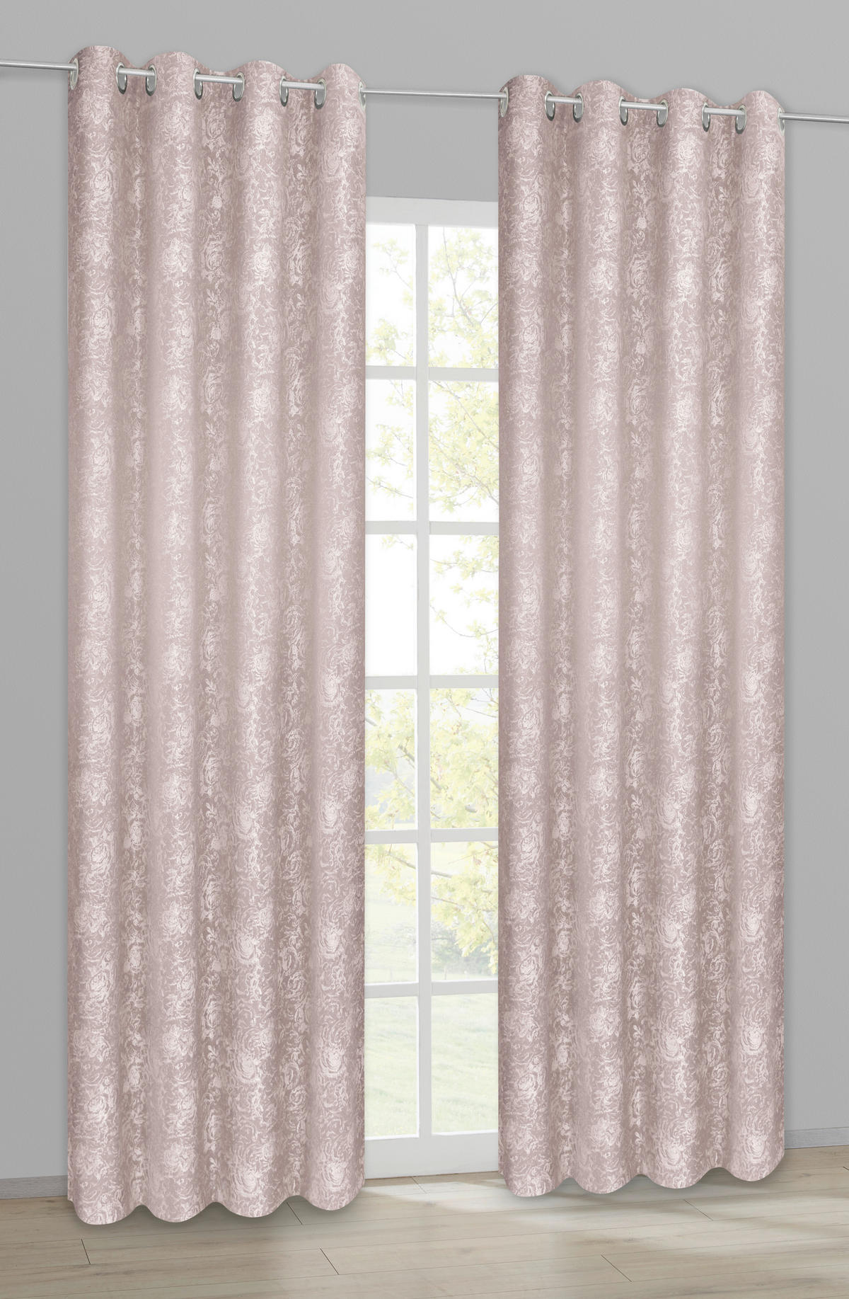 POCOline Ösenvorhang Roses rosé B/H: ca. 140x245 cm Roses - rosé (140,00/245,00cm) - POCOline