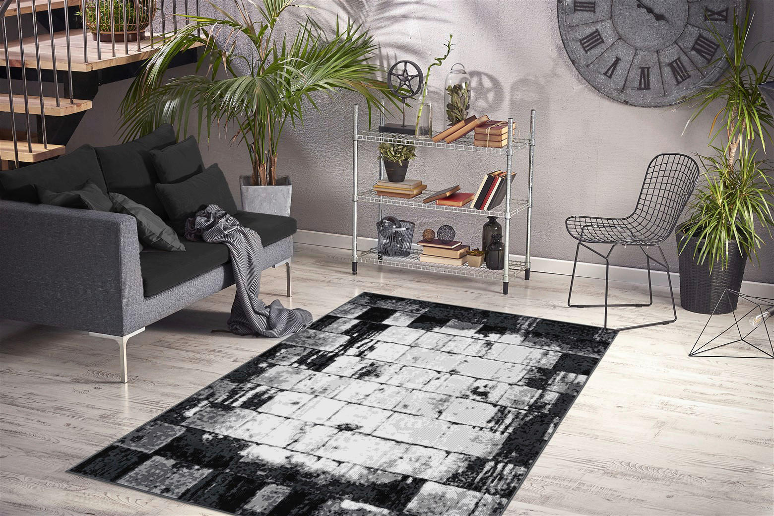 Kayoom Kurzflorteppich Esperanto 325 anthrazit B/L: ca. 80x150 cm Esperanto 325 - anthrazit/grau (80,00/150,00cm) - Kayoom