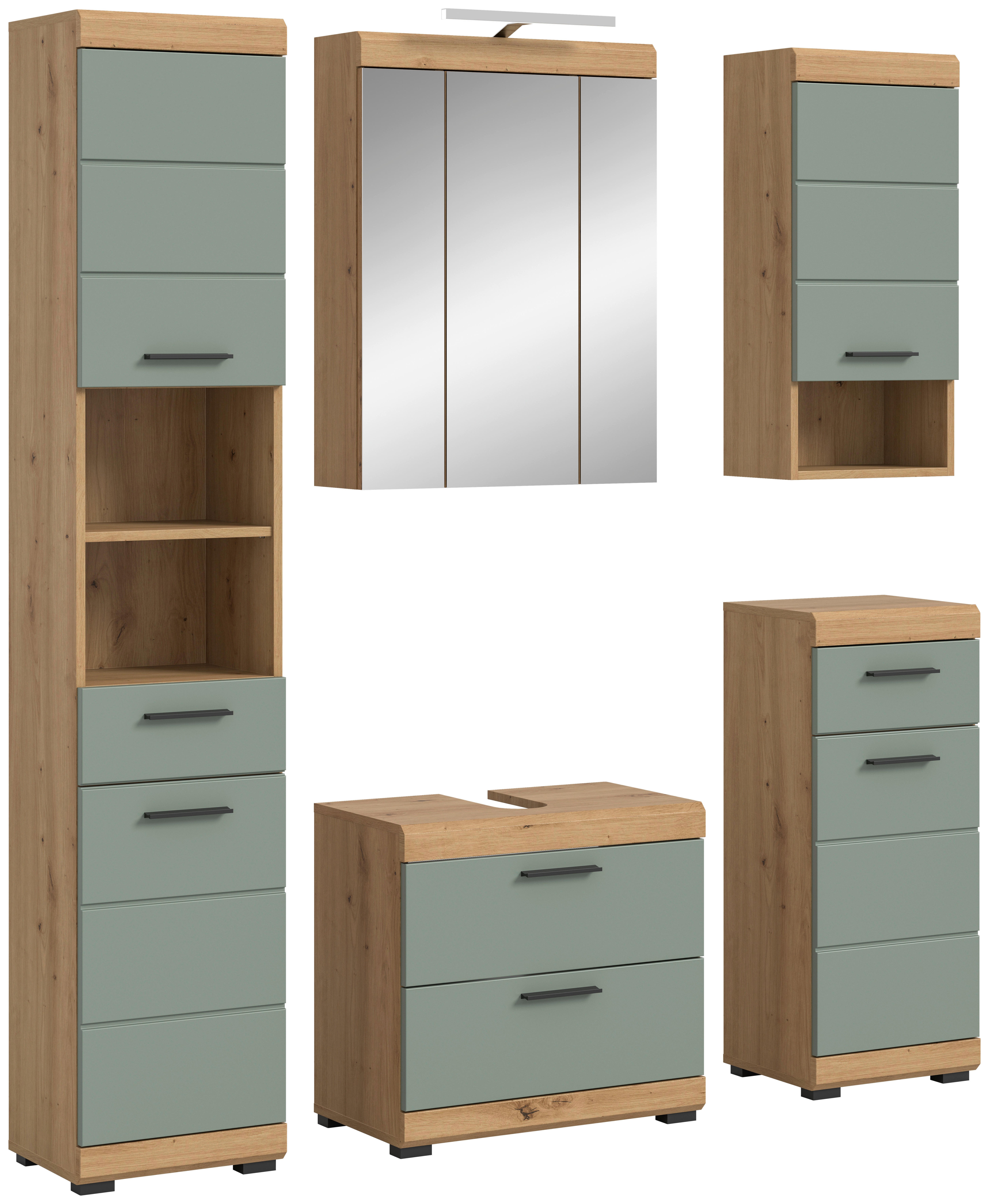 Badezimmer-Set Scout Eiche Artisan Nachbildung salbei Nachbildung B/H/T: ca. 164x191x37 cm Scout - Eiche/salbei (164,00/191,00/37,00cm) - xonox.home