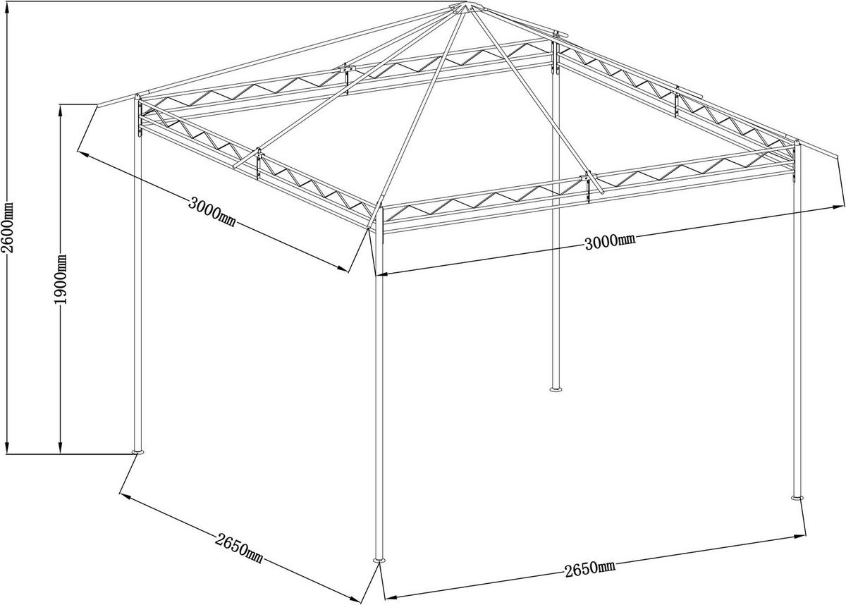 Pavillon Emil grau Stahl B/H/L: ca. 300x260x300 cm Emil - grau (300,00/300,00/260,00cm)