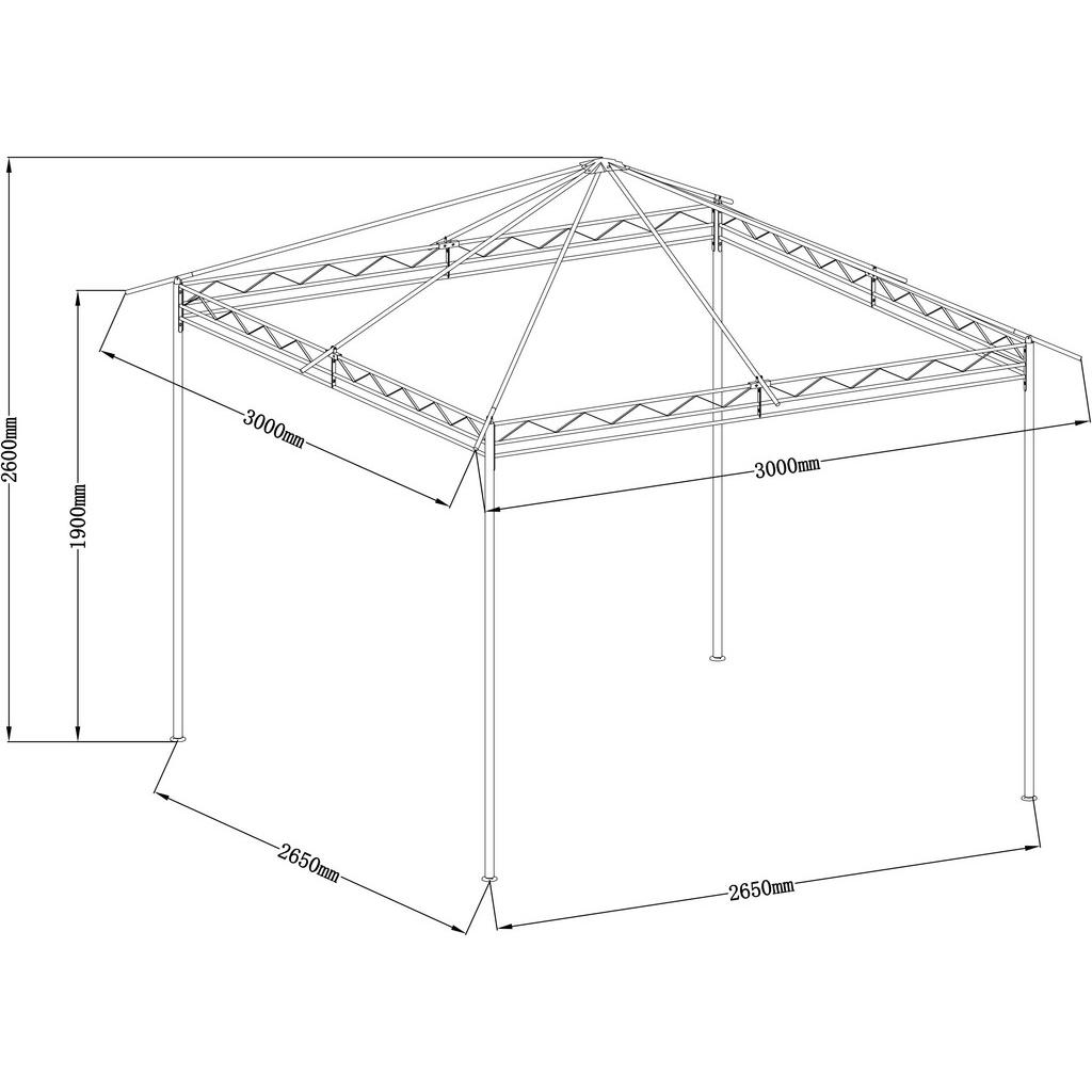 Thumbnail - Pavillon Emil grau Stahl B/H/L: ca. 300x260x300 cm