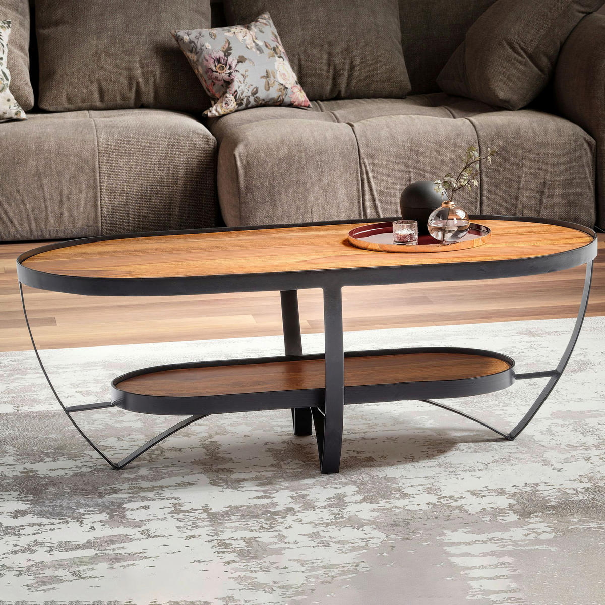 Couchtisch braun B/H/T: ca. 100x35x50 cm Couchtisch - braun (100,00/35,00/50,00cm) - Wohnling