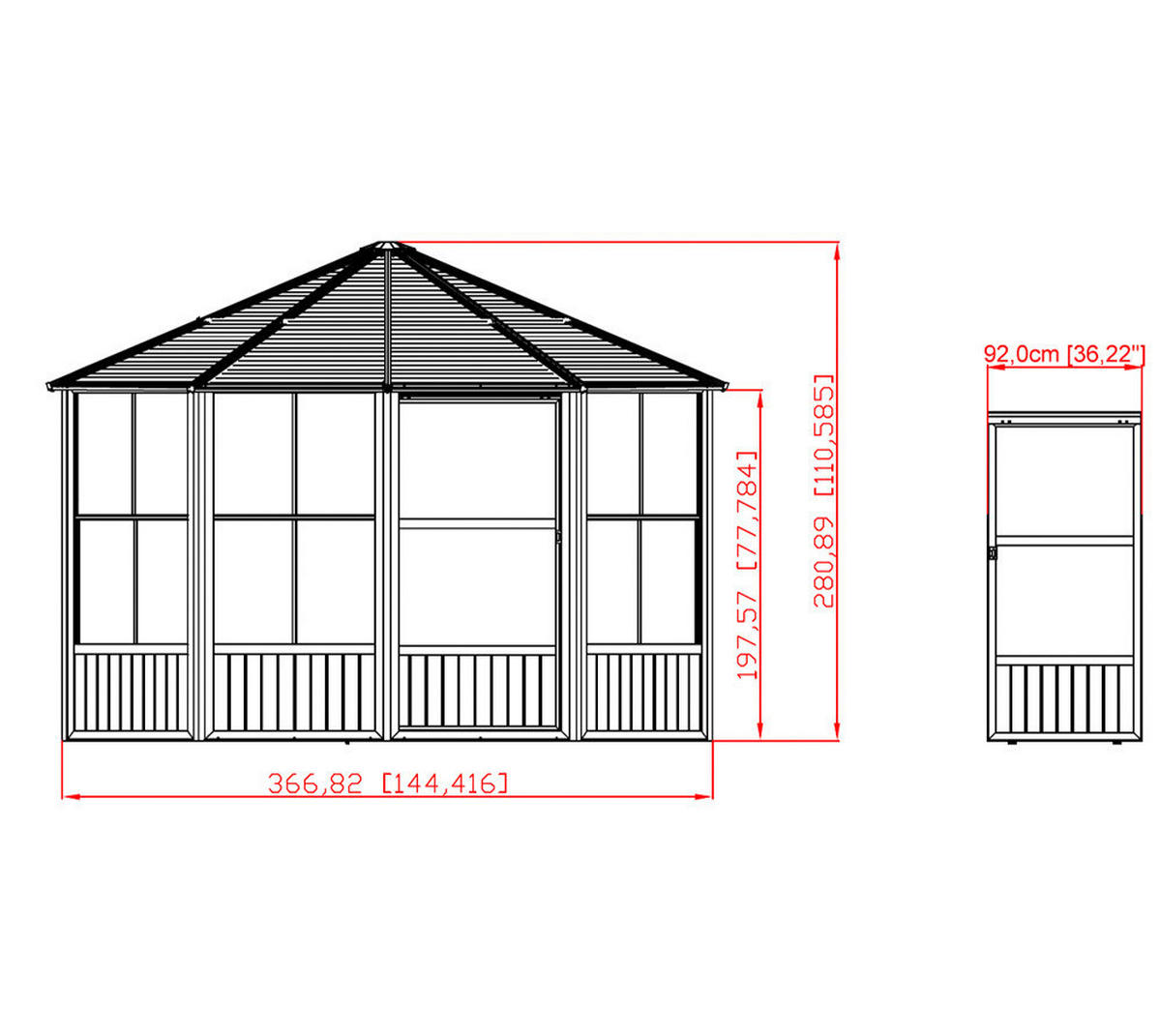 Sojag Kaltwintergarten Charleston anthrazit Aluminium B/H/T: ca. 384x281x384 cm Charleston - anthrazit (384,00/281,00/384,00cm) - Sojag