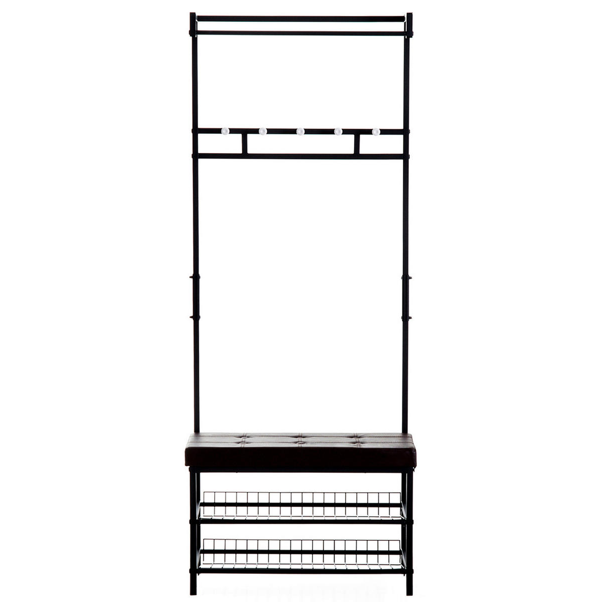HOMCOM Garderobe schwarz Polypropylen B/H/L: ca. 35x725x180 cm Garderobenmodul - braun/schwarz (180,00/35,00/725,00cm) - HOMCOM