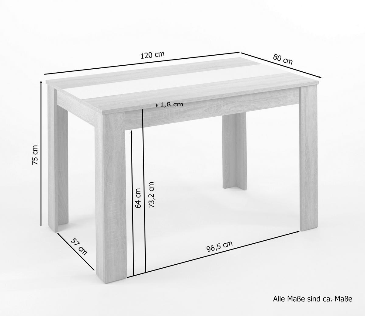 Tisch NORI Eiche Sonoma Nachbildung B/H/T: ca. 120x75x80 cm NORI - Eiche (120,00/75,00/80,00cm) - byLIVING