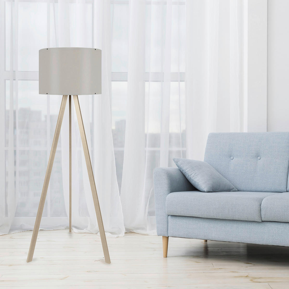 Opviq Stehleuchte creme PVC MDF B/H/T/L/D: ca. 38x140x38x38x38 cm E27 1 Brennstellen AYD - creme (38,00/38,00/140,00cm) - Opviq