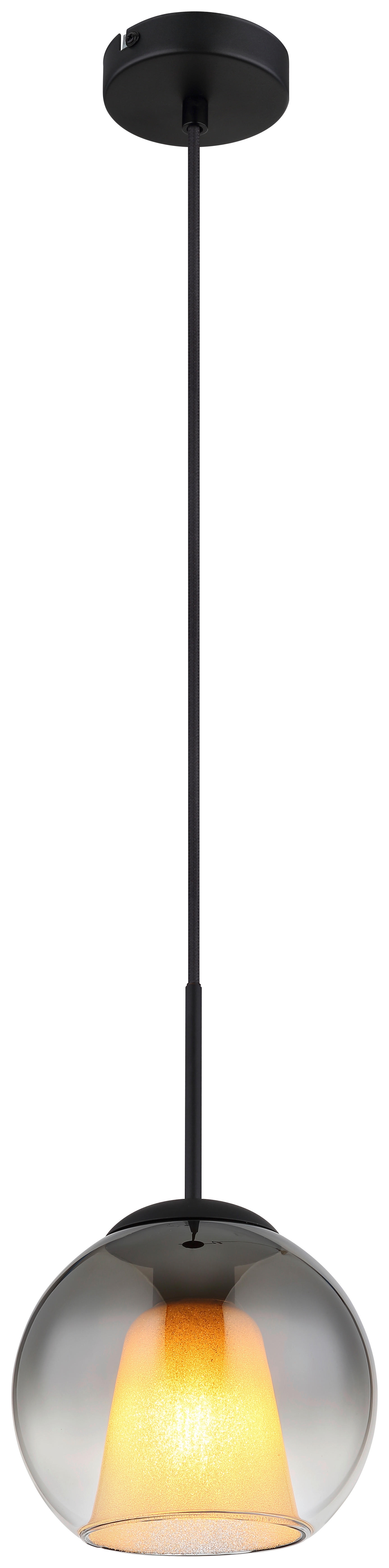 GLOBO Pendelleuchte BARRY 15749H Rauch schwarz Metall H/D: ca. 120x20 cm E27 1 Brennstellen BARRY - schwarz/Rauch (20,00/120,00cm) - GLOBO