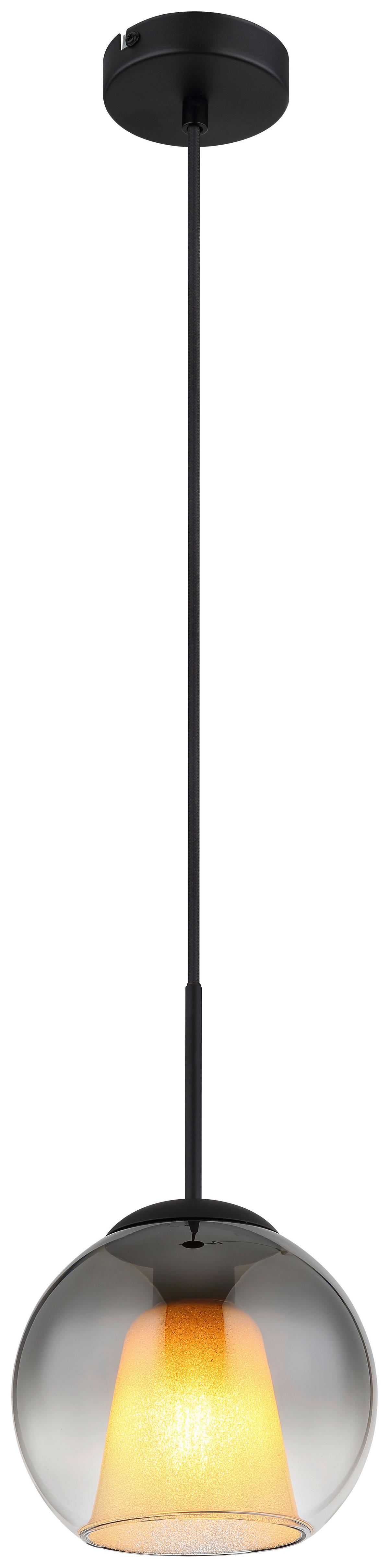 GLOBO Pendelleuchte BARRY 15749H Rauch schwarz Metall H/D: ca. 120x20 cm E27 1 Brennstellen BARRY - schwarz/Rauch (20,00/120,00cm) - GLOBO