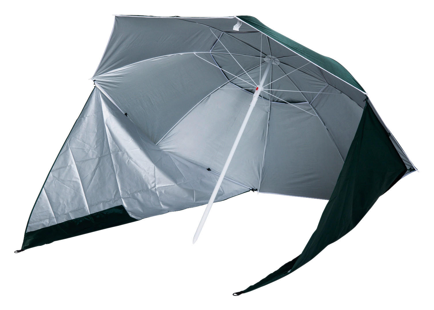 Outsunny Strandschirm-/Strandzelt 2in1 dunkelgrün Metall H/D: ca. 222x210 cm Strandschirm Strandzelt 2in1 - weiß/dunkelgrün (210,00/222,00cm) - Outsunny