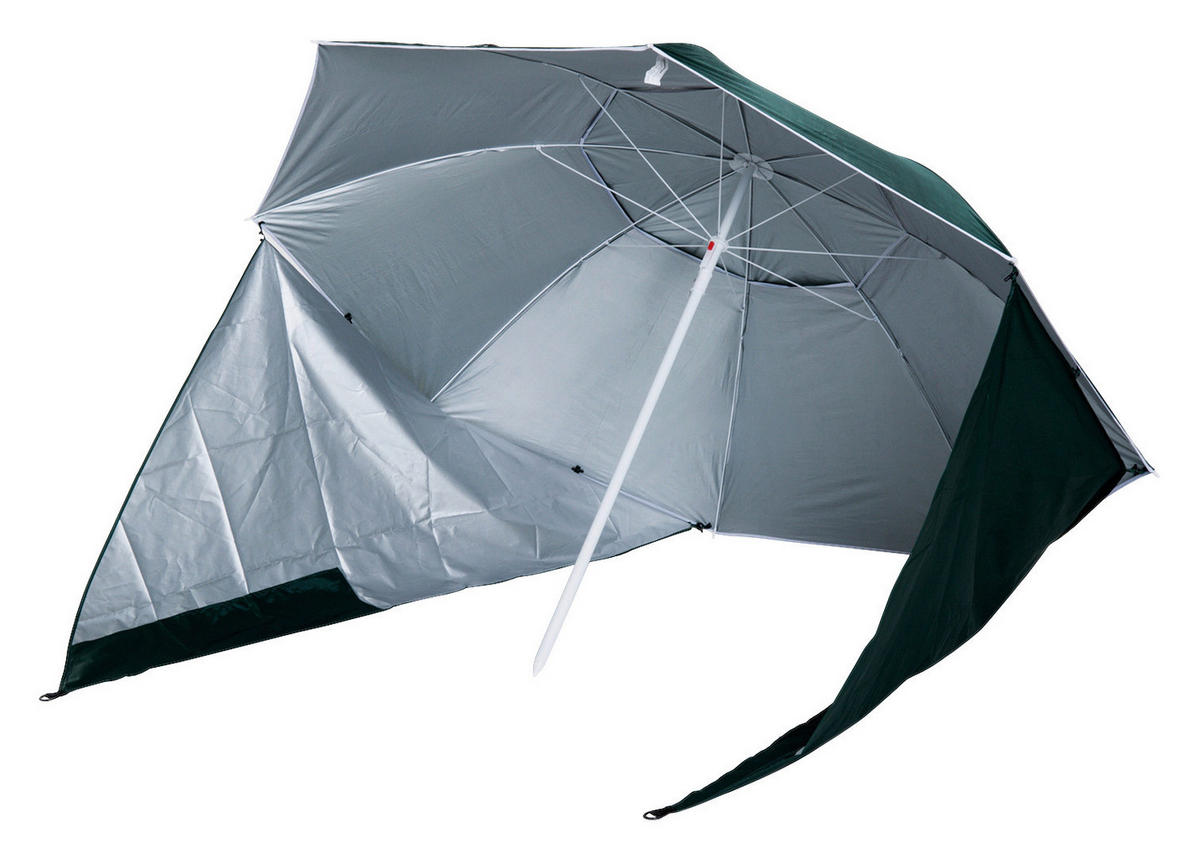 Outsunny Strandschirm-/Strandzelt 2in1 dunkelgrün Metall H/D: ca. 222x210 cm Strandschirm Strandzelt 2in1 - weiß/dunkelgrün (210,00/222,00cm) - Outsunny