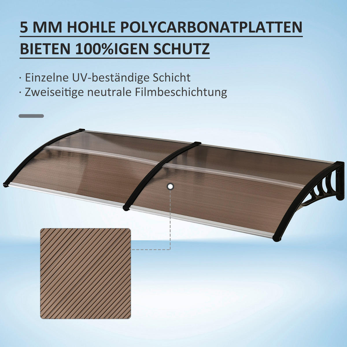 Outsunny Vordach braun B/H/L: ca. 195x75x23 cm Vordach - braun (23,00/195,00/75,00cm) - Outsunny