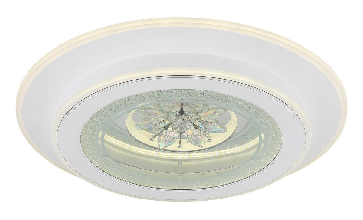 GLOBO LED-Deckenleuchte transparent weiß Opal Metall Kunststoff H/D: ca. 6,5x46 cm BLUMA - weiß/Opal (46,00/6,50cm) - GLOBO