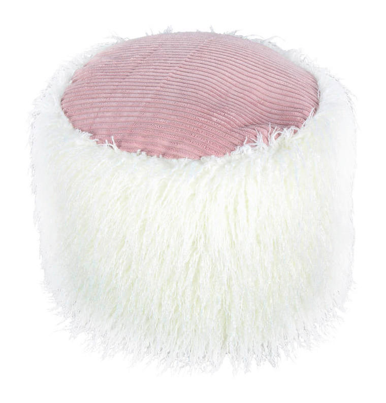 360 Living Hocker Bobtail 100 weiß pink Kord Kunstfell Styropor H/D: ca. 38x45 cm Bobtail 100 - pink/weiß (45,00/38,00cm) - 360 Living
