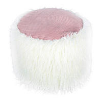 360 Living Hocker Bobtail 100 weiß pink Kord Kunstfell Styropor H/D: ca. 38x45 cm Bobtail 100 - pink/weiß (45,00/38,00cm) - 360 Living