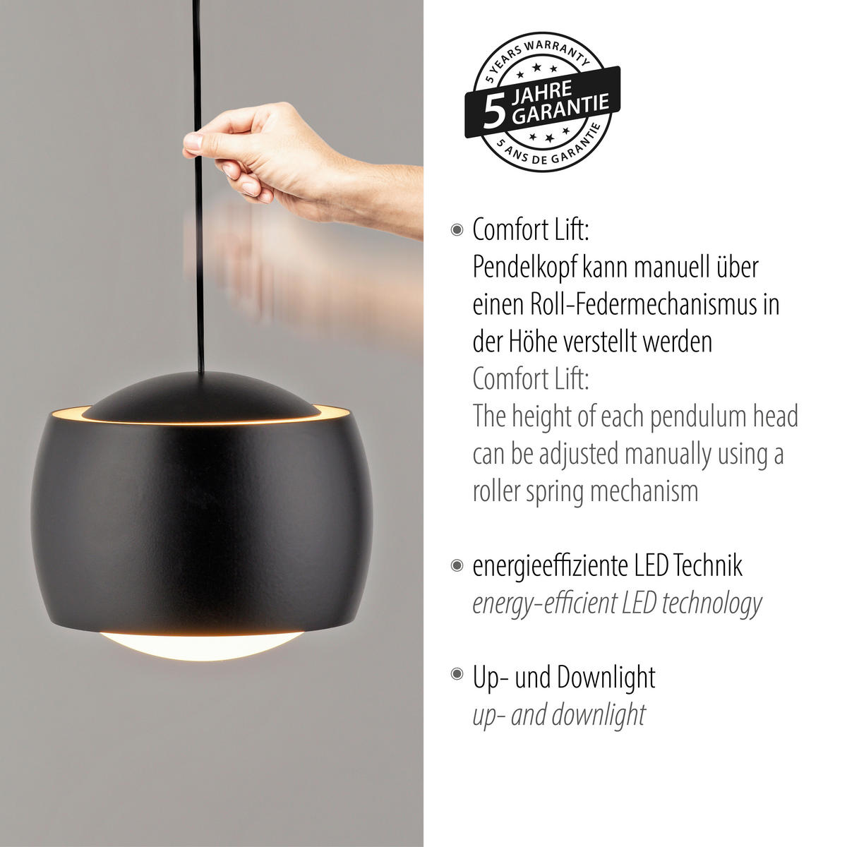 Just Light Pendelleuchte schwarz Pendelleuchte_Ballini schwarz - schwarz - Just Light
