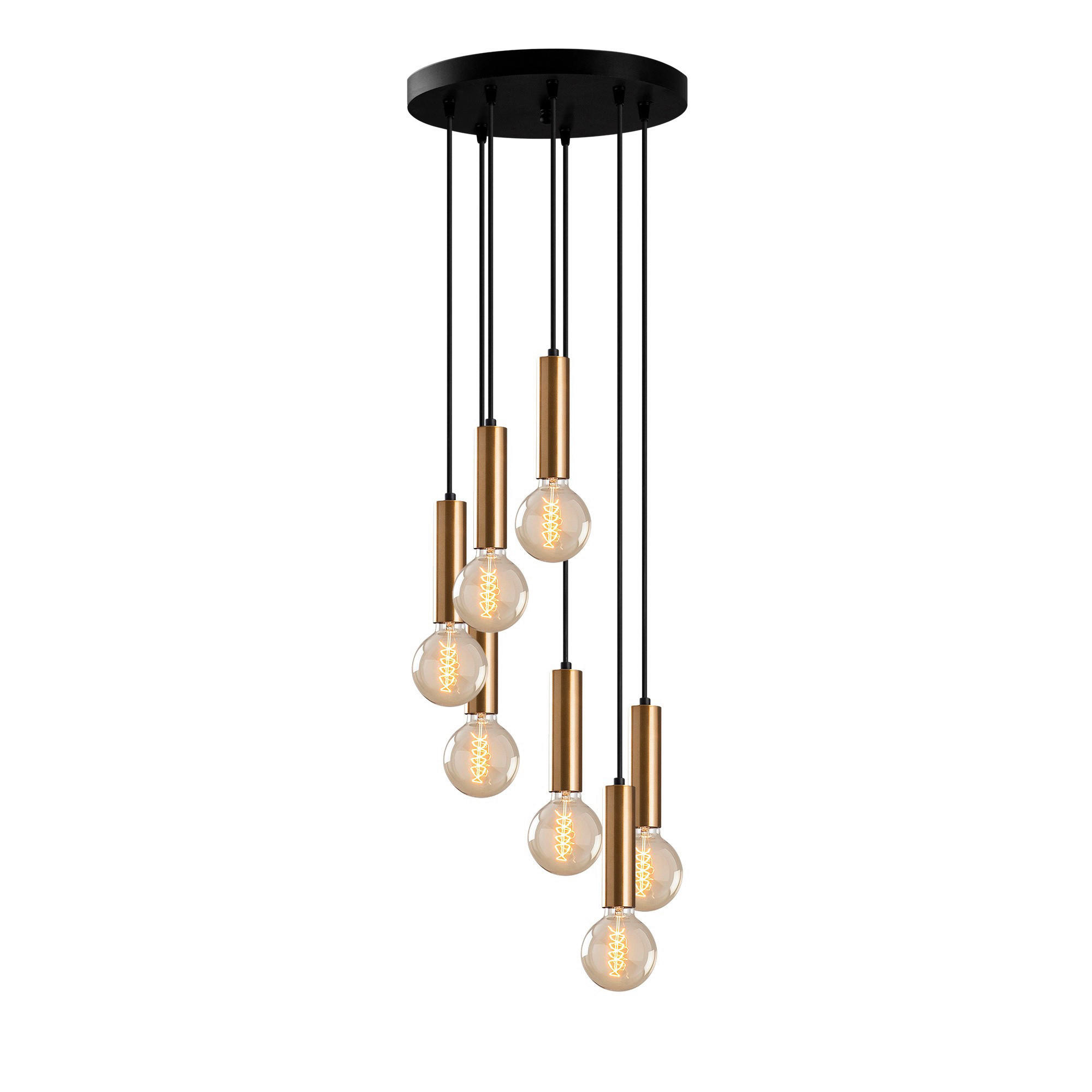 Opviq Pendelleuchte Tempo bronze Metall B/H/T/L/D: ca. 40x136x40x40x40 cm E27 7 Brennstellen Tempo - bronze (40,00/40,00/136,00cm) - Opviq
