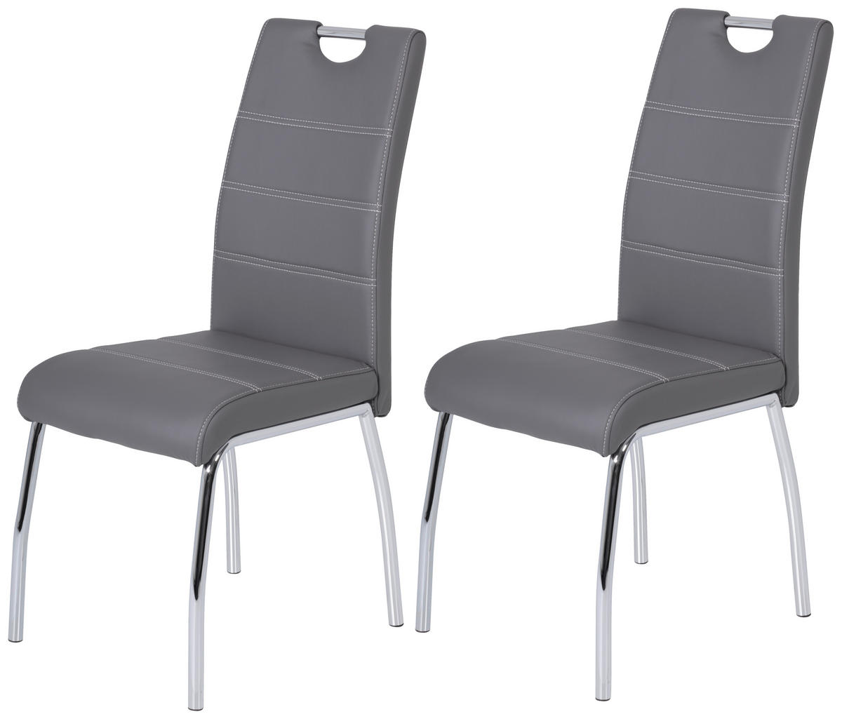 Stuhl Susi 2er Set grau Kunstleder B/H/T: ca. 44x98x61 cm Susi 2er Set - grau (44,00/98,00/61,00cm) - Hela