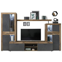 Wohnwand Boost Eiche Flagstaff Nachbildung Matera Nachbildung B/H/T: ca. 320x205x45 cm Boost - Eiche (320,00/205,00/45,00cm)