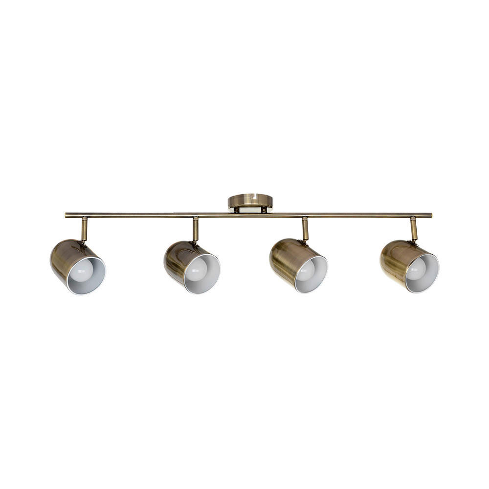SPOT Light Spotbalken 2764411 altmessing weiß Metall B/H/T: ca. 86x21x10 cm E27 4 Brennstellen Olivia - weiß/altmessing (86,00/21,00/10,00cm) - SPOT Light