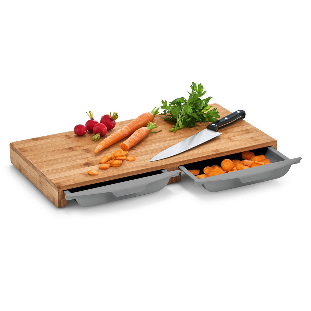 Zeller Schneidbrett Schneidbrett_mit_2_Auffangschalen - natur - Zeller