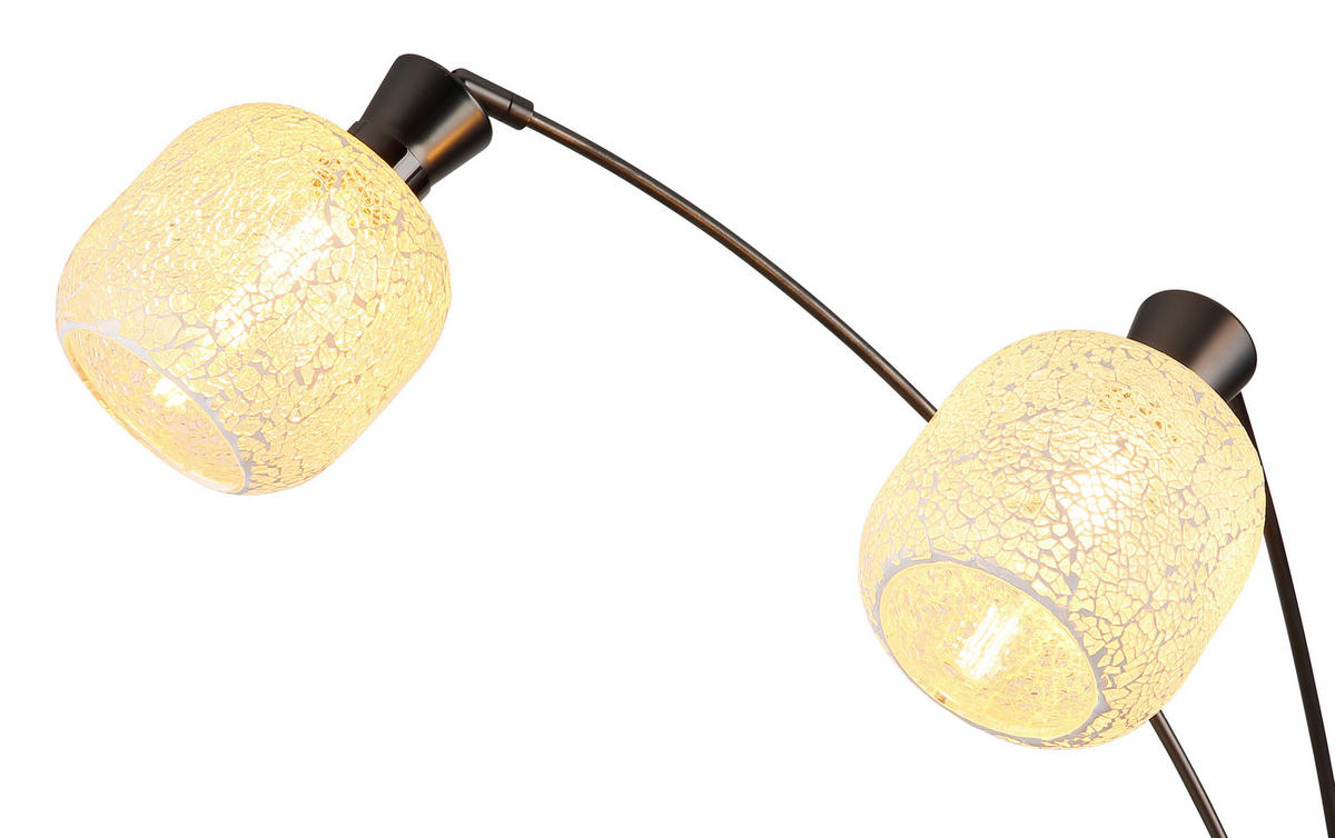 GLOBO Stehleuchte Chrom schwarz Metall Glas B/H/L: ca. 14x133x35 cm 3 Brennstellen Stehleuchte-Brokana - schwarz/Chrom (35,00/14,00/133,00cm) - GLOBO