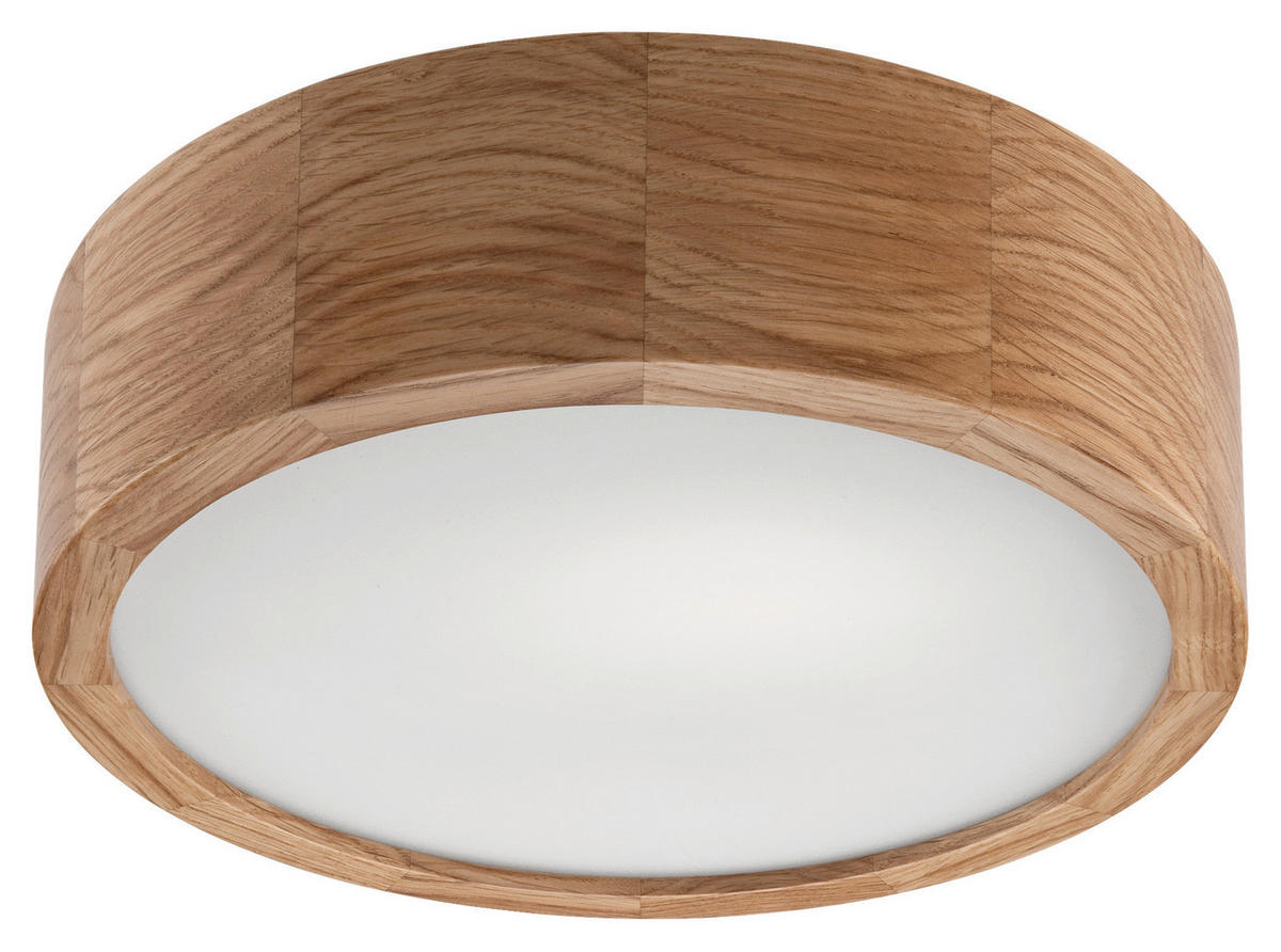 Lamkur Deckenleuchte EVELINE 38025 Eiche Glas Holz H/L: ca. 8x27 cm E27 1 Brennstellen Eveline - Eiche (27,00cm) - Lamkur