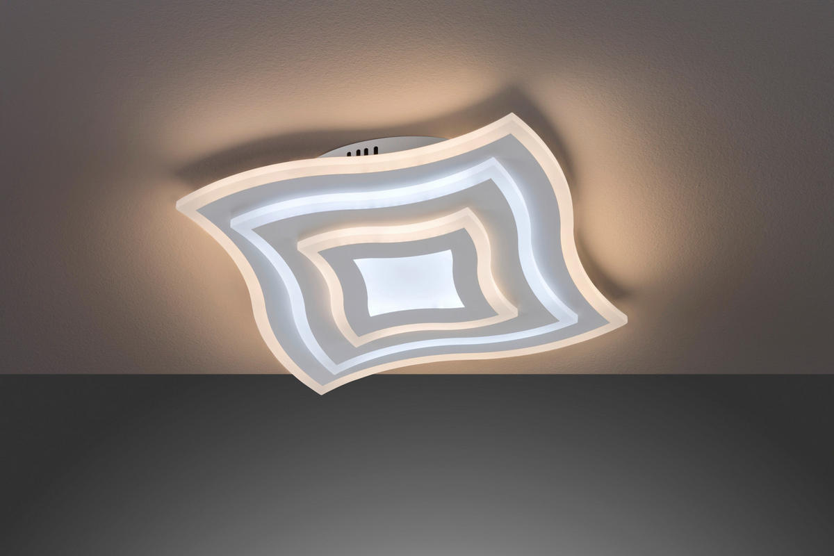 Fischer & Honsel LED-Deckenleuchte 20486 weiß Metall B/H/T: ca. 43x6x43 cm 1 Brennstellen Gorden - weiß (43,00/6,00/43,00cm) - Fischer & Honsel