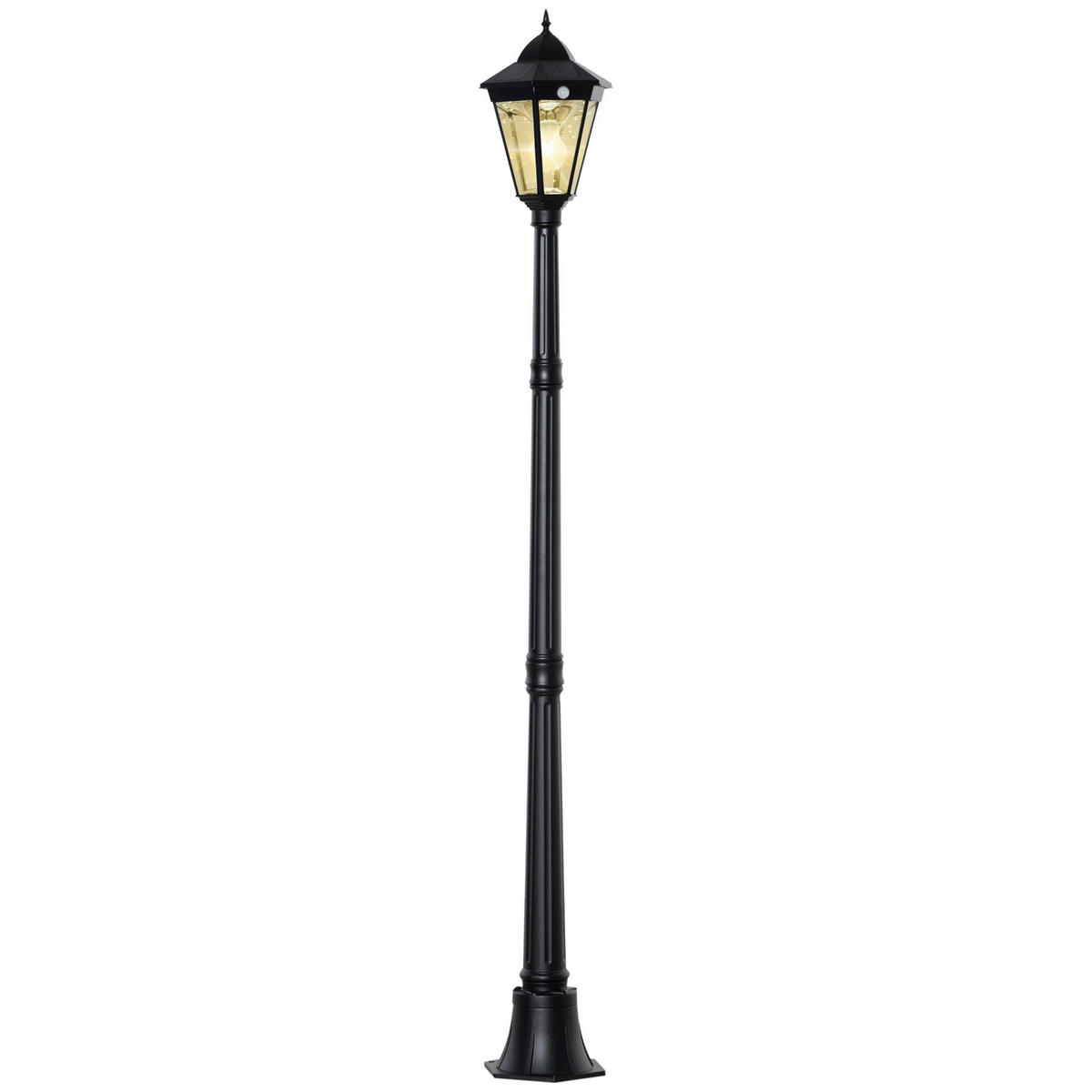 Gartenlaterne schwarz Glas Aluminium B/H/L: ca. 22x194x22 cm Gartenlaterne - schwarz (22,00/22,00/194,00cm) - Outsunny