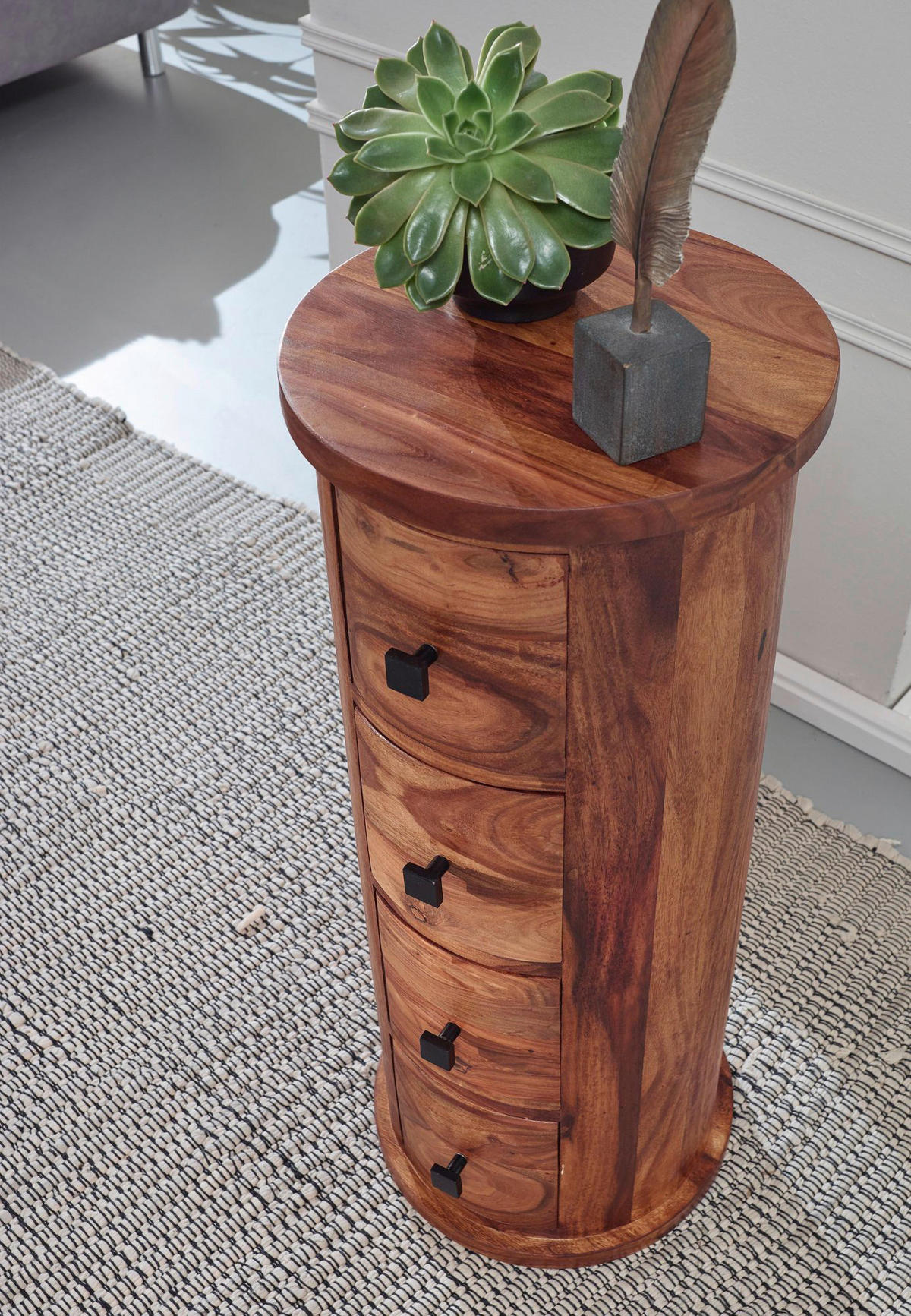 Sideboard natur schwarz B/H/T: ca. 35x85x35 cm Sideboard - natur/schwarz (35,00/85,00/35,00cm) - Wohnling