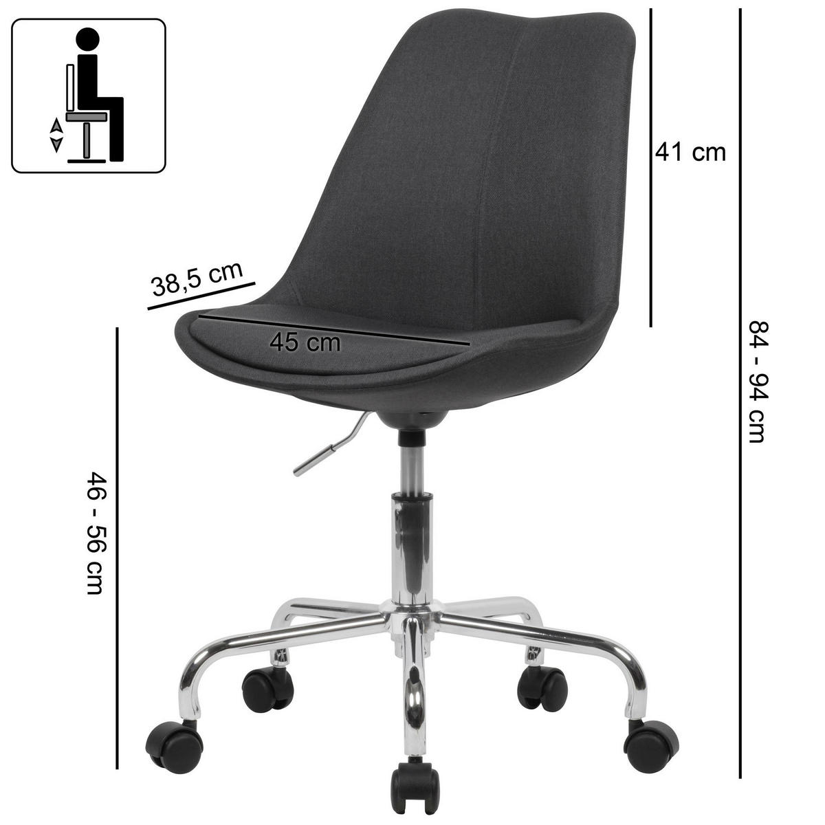 Drehstuhl schwarz Bürostuhl - schwarz (65,00/94,00/65,00cm) - Amstyle
