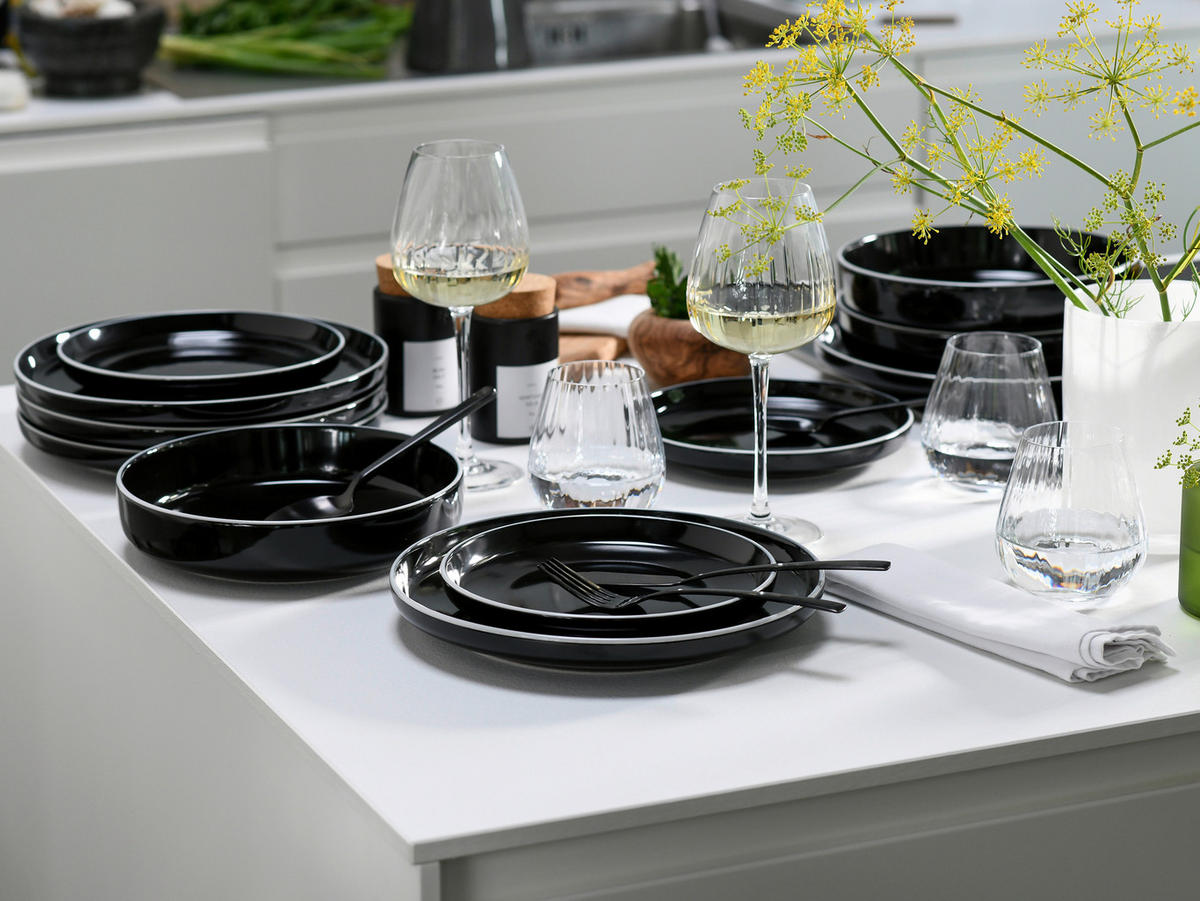 CreaTable Tafelservice Nordic Gourmet schwarz Steinzeug 12 tlg. Nordic Gourmet - schwarz - CreaTable