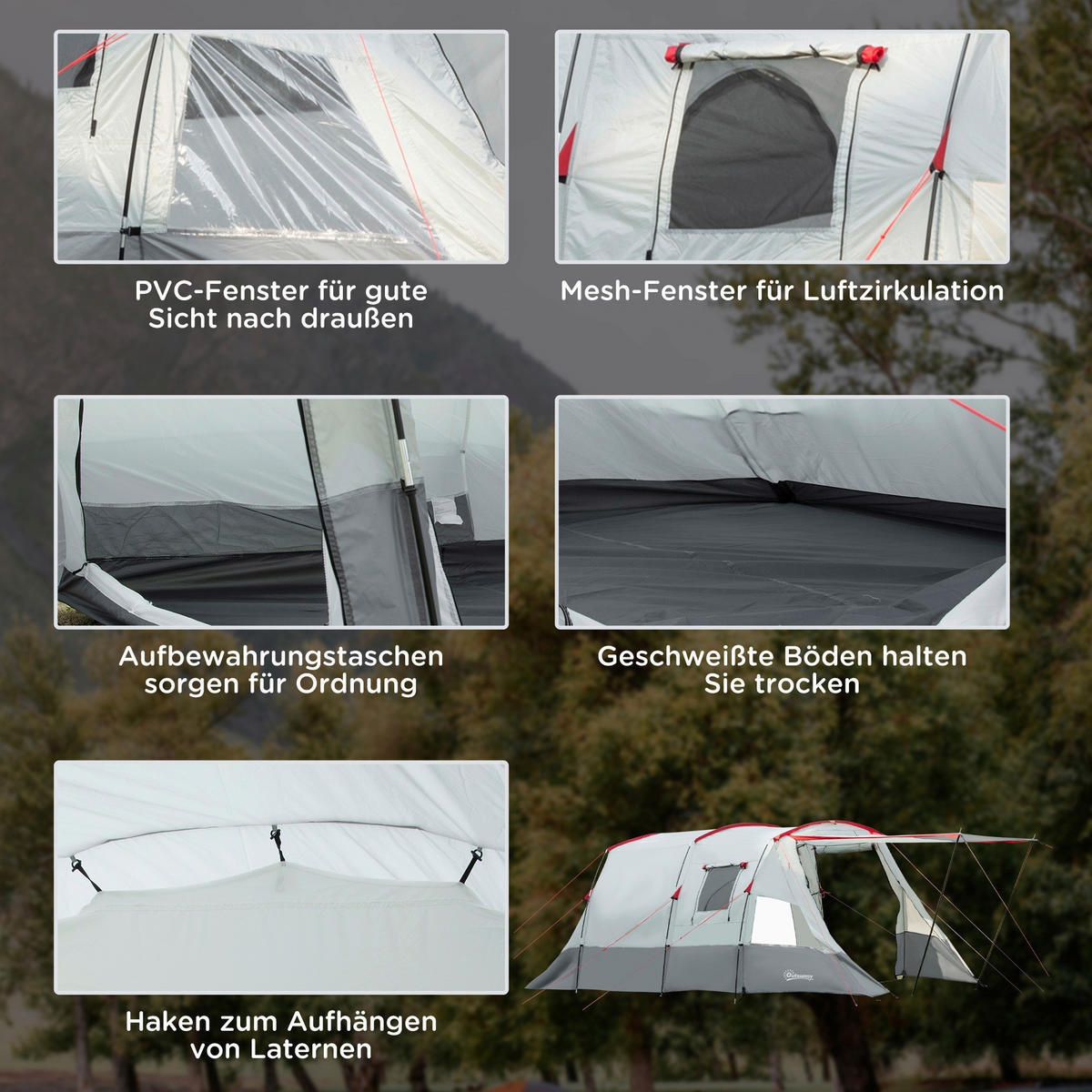 Outsunny Campingartikel B/H/L: ca. 240x510x180 cm Campingzelt - grau (180,00/240,00/510,00cm) - Outsunny