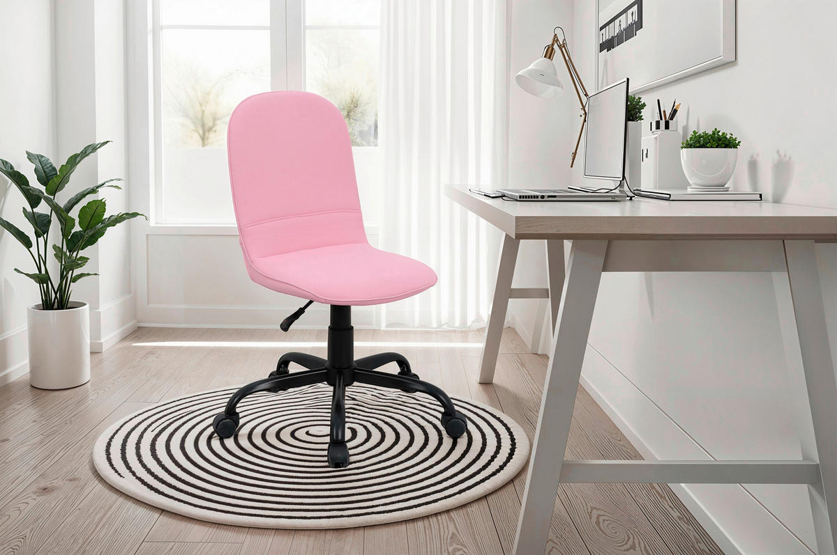 Drehstuhl TROLLY schwarz pink Metall Stoff TROLLY - pink/schwarz (42,00/95,00/54,00cm) - byLIVING