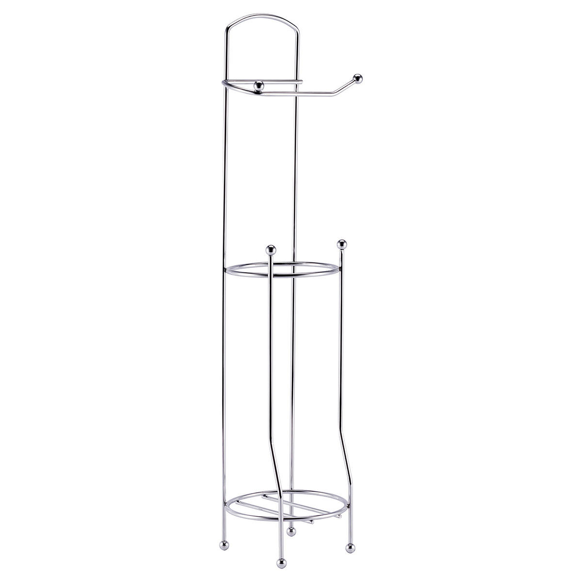 Stand-WC-Garnitur Chrom Edelstahl H/D: ca. 65,8x15,2 cm Stand-Papierrollenhalter chrom - Chrom (15,20/65,80cm) - POCOline