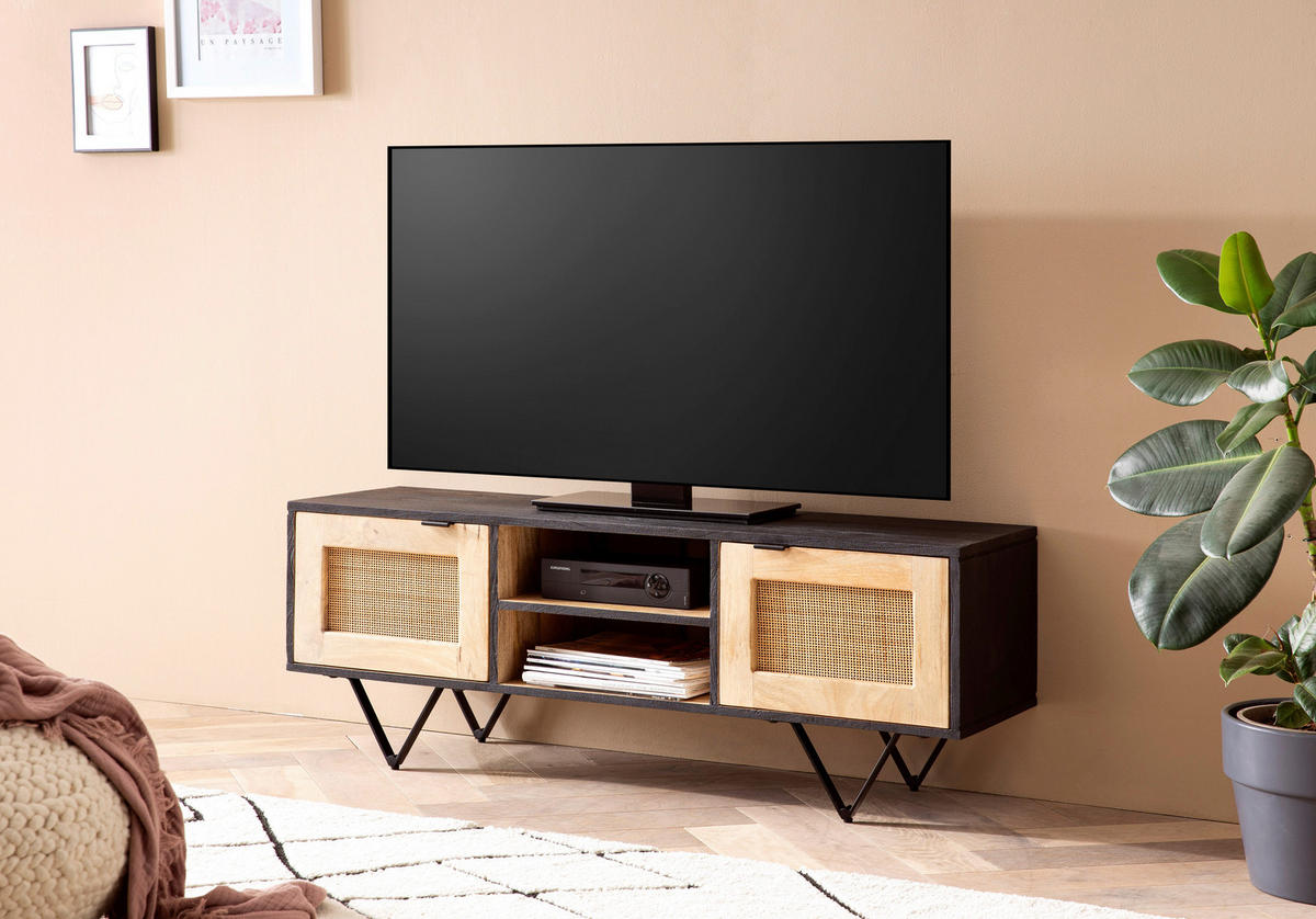 Lowboard schwarz B/H/T: ca. 120x44x35 cm Lowboard - schwarz (120,00/44,00/35,00cm) - Wohnling