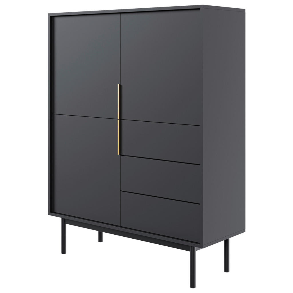 Thumbnail - Highboard VIVA schwarz B/H/T: ca. 104x139,5x39 cm
