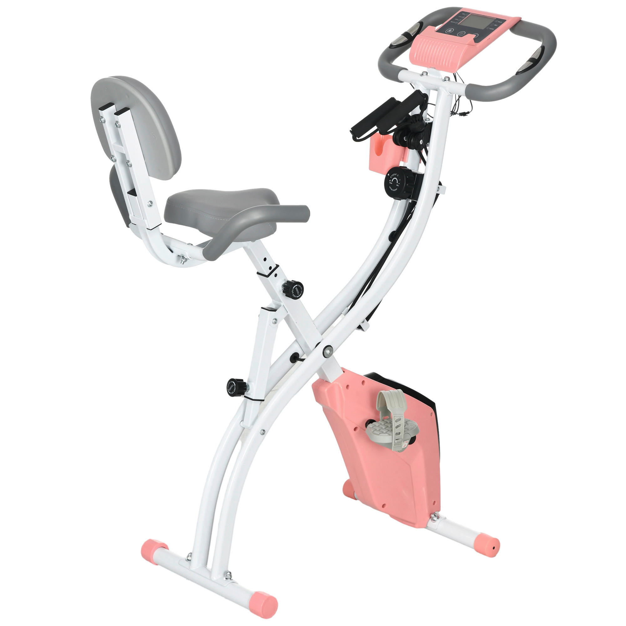 HOMCOM Fitness-Zubehör rosa Polypropylen B/H/L: ca. 51x97x115 cm Heimtrainer - weiß/rosa (115,00/51,00/97,00cm) - HOMCOM