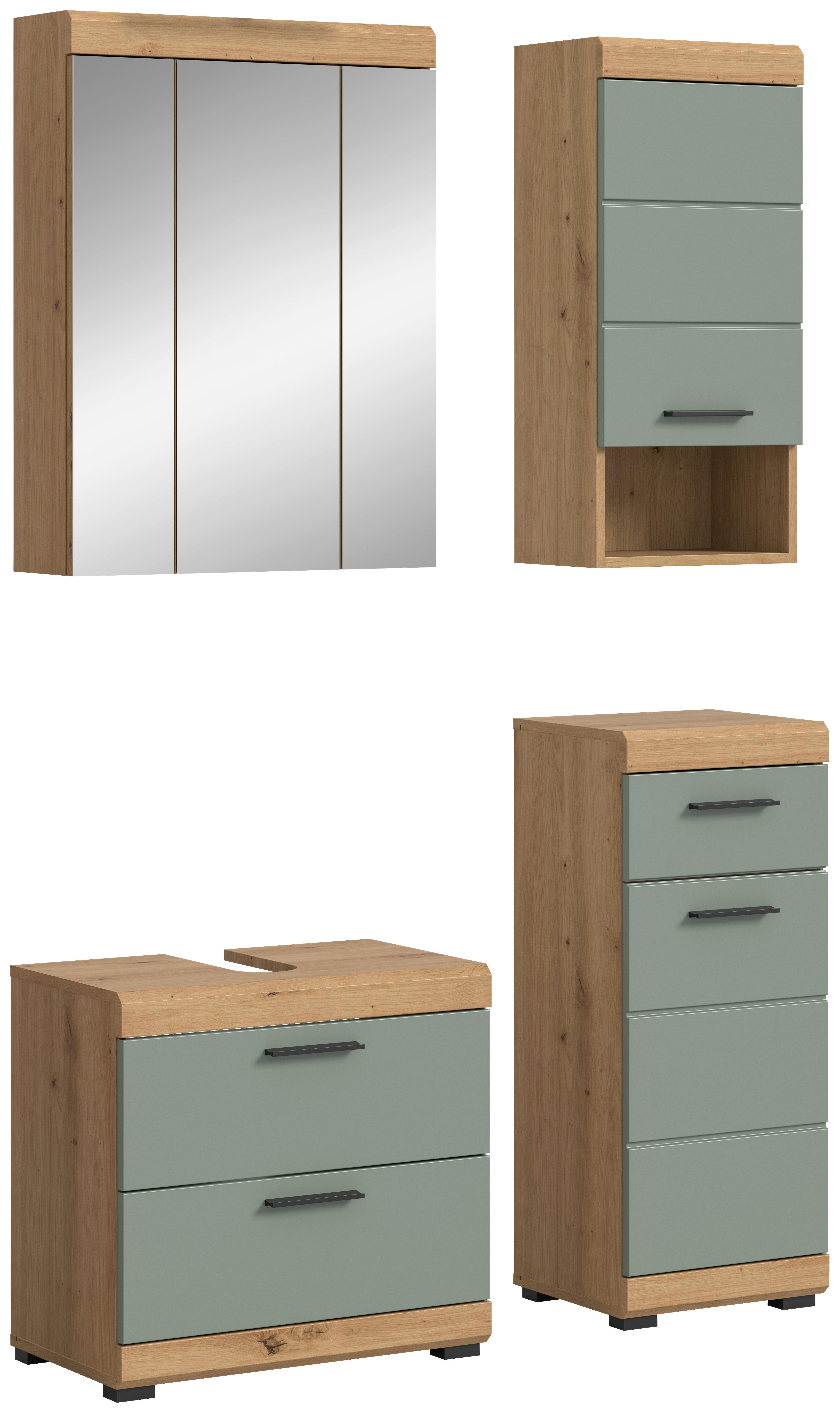 Badezimmer-Set Scout Eiche Artisan Nachbildung salbei Nachbildung B/H/T: ca. 112x191x37 cm Scout - Eiche/salbei (112,00/191,00/37,00cm) - xonox.home