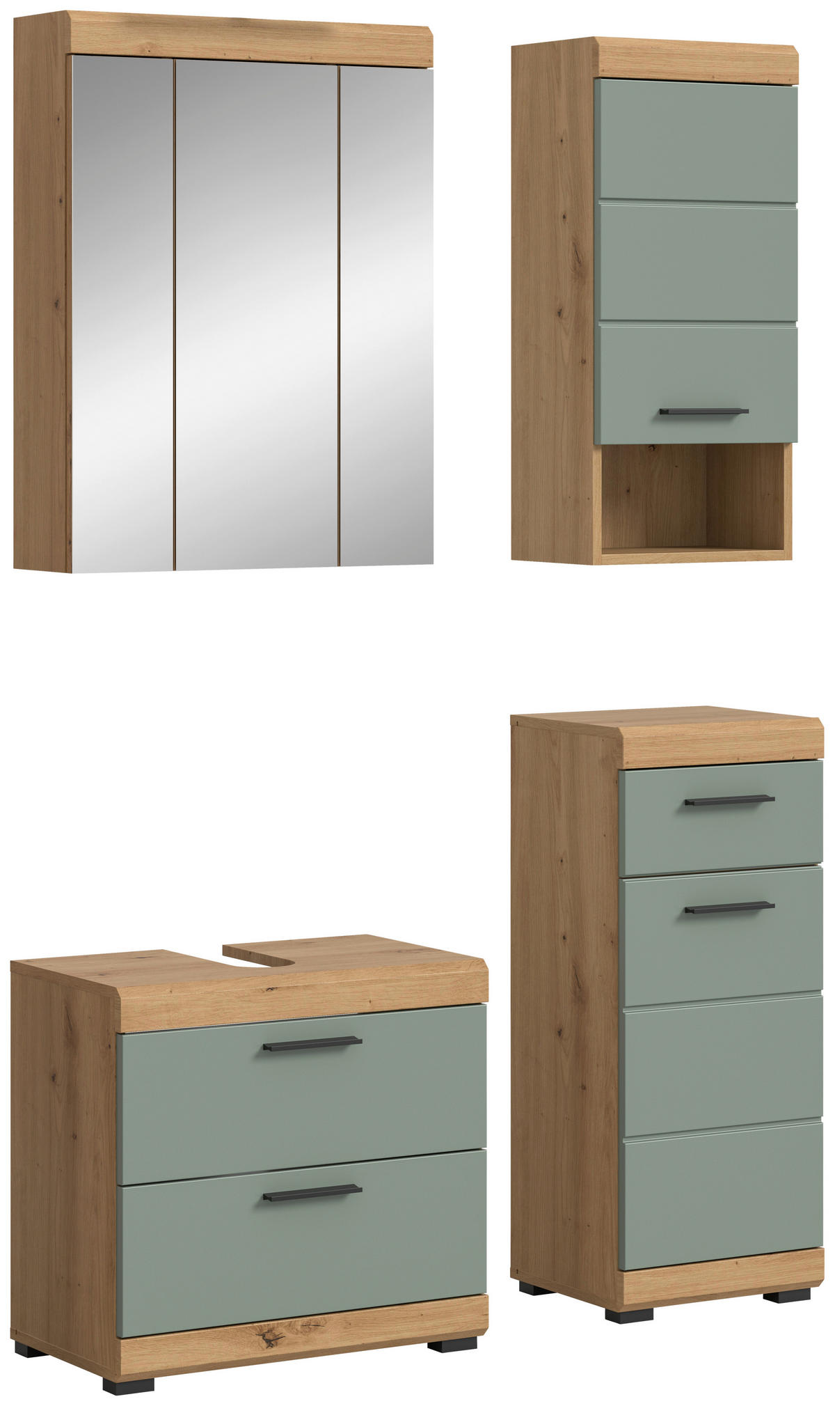 Badezimmer-Set Scout Eiche Artisan Nachbildung salbei Nachbildung B/H/T: ca. 112x191x37 cm Scout - Eiche/salbei (112,00/191,00/37,00cm) - xonox.home