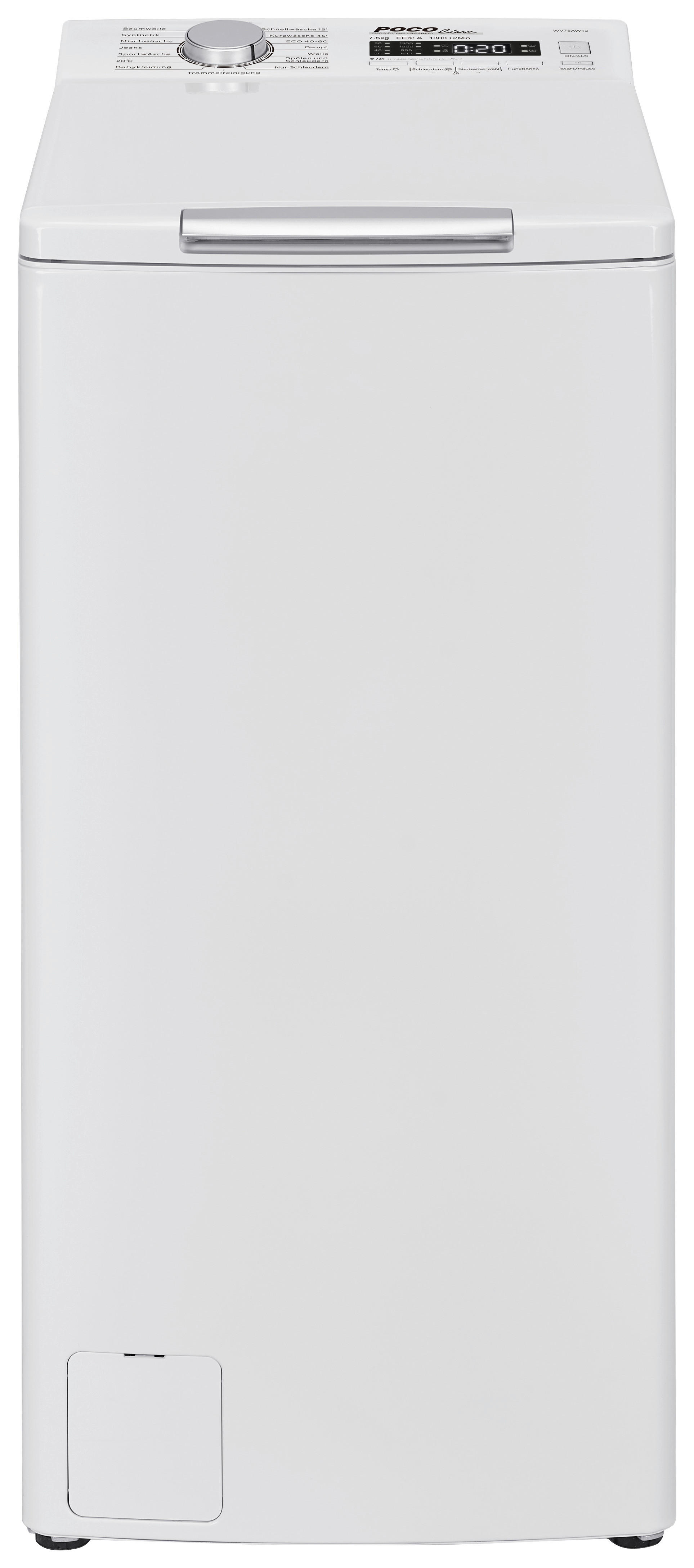 POCOline Waschmaschine-Toploader WV75AW13 weiß B/H/T: ca. 40x87,5x61 cm ca. 7,5 kg Waschmaschine TL WV75AW13 - weiß (40,00/87,50/61,00cm) - POCOline