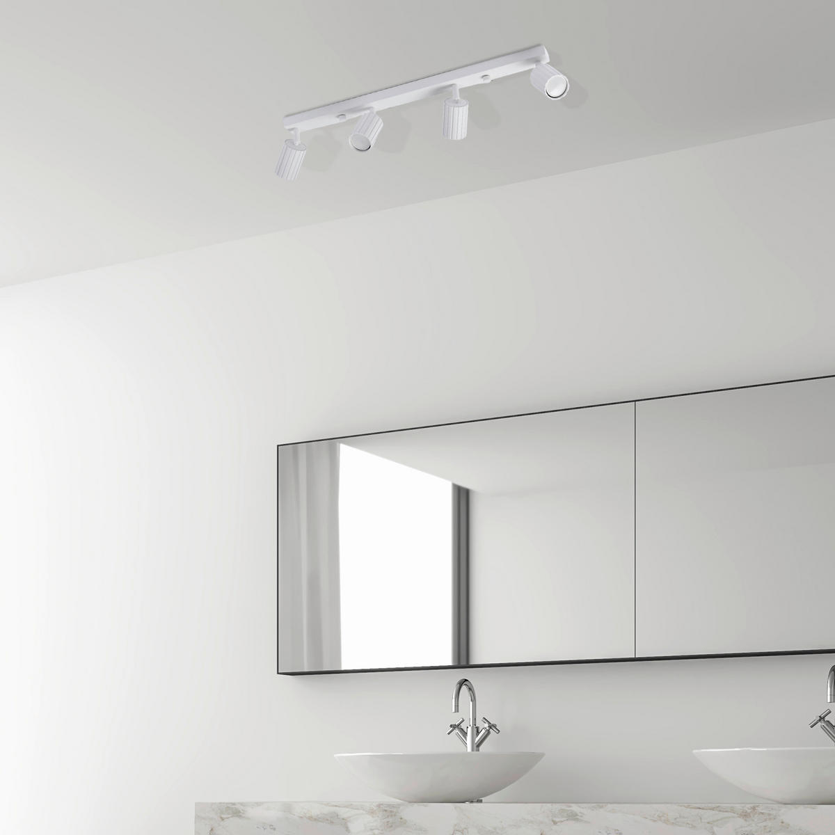 Lamkur Strahler weiß Stahl B/H/L: ca. 6,5x16,5x81 cm 4 Brennstellen Prisma - weiß (81,00/6,50/16,50cm) - Lamkur