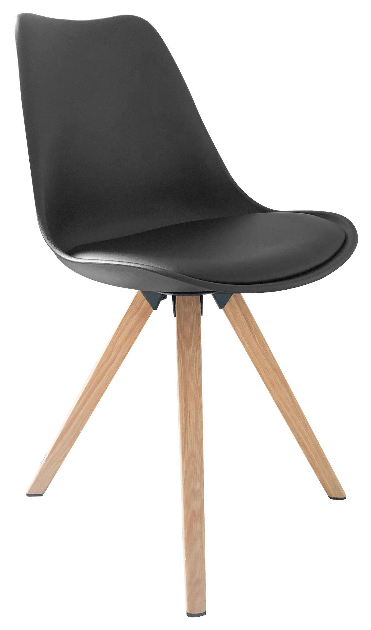 Stuhl KIRA  2er-Set schwarz schwarz Eiche Kunststoff Kunstleder Metall B/H/T: ca. 48x86x55,5 cm KIRA  2er-Set - Eiche/schwarz (48,00/86,00/55,50cm) - byLIVING
