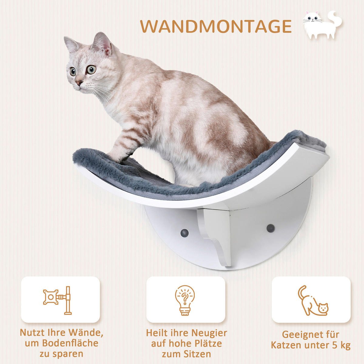 PawHut Katzenbett grau Polyester B/H/L: ca. 28x21x41 cm Katzenbett - grau (41,00/28,00/21,00cm) - PawHut