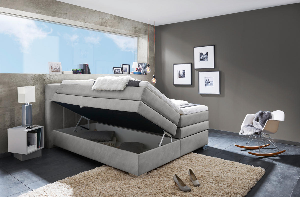 Boxspringbett Maratea silber Liegefläche B/L: ca. 180x200 cm Maratea - silber (200,00/119,00/210,00cm)