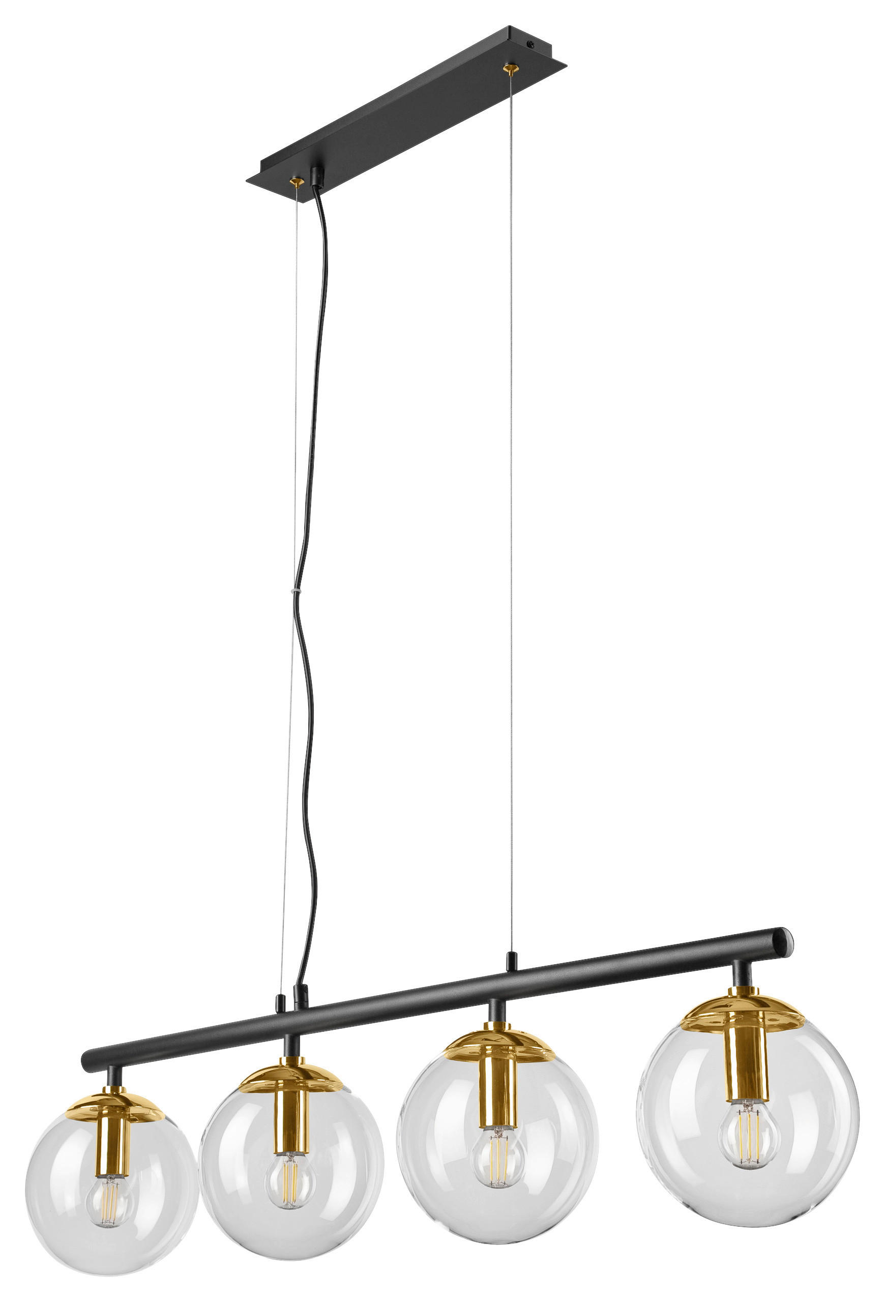 Lamkur Deckenleuchte gold Glas Stahl B/H/L: ca. 12x150x96 cm E14 4 Brennstellen ELOISE - gold (96,00/12,00/150,00cm) - Lamkur